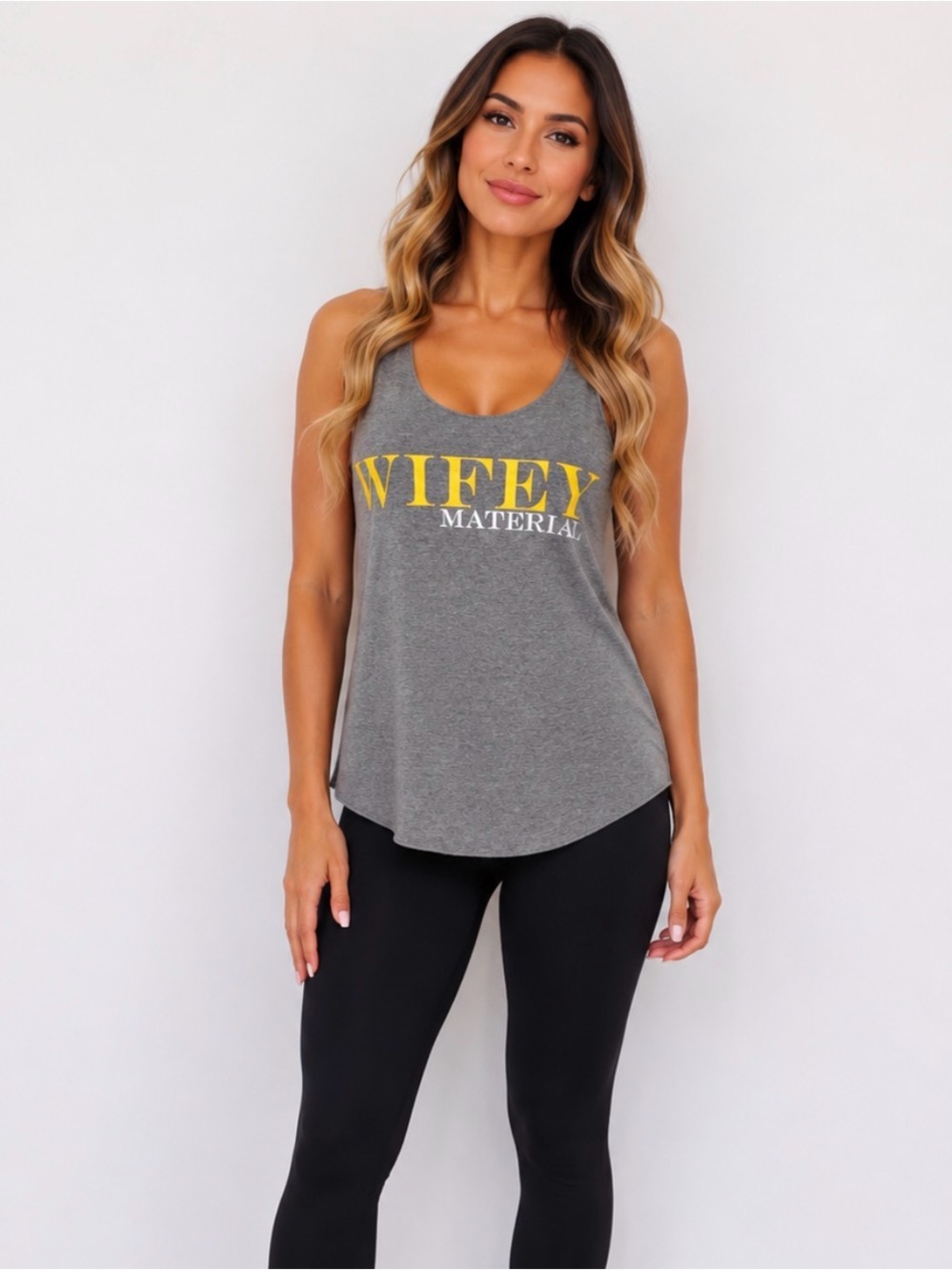 Wifey Material Grey Graphic Tank